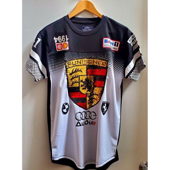 Bleecker & Mercer Jersey Audi Racing Stallion Streetwear Black/White/Red EUC - Picture 2 of 12